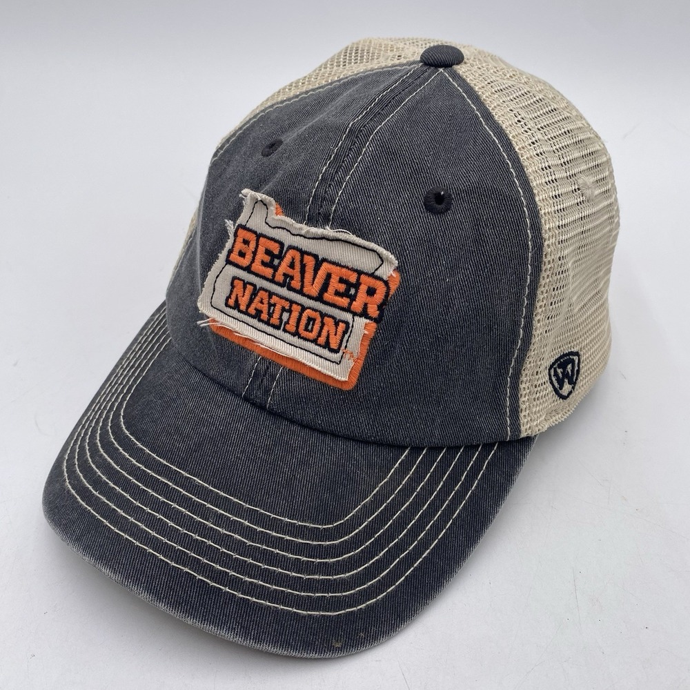 Oregon State Beavers Hat SnapBack Mesh Top Of World Black Slouch Dad Cleaned